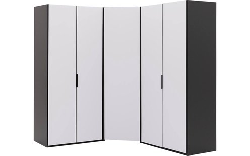 Goossens Excellent Kast Systeem Statement Compleet, 5 draaideuren met hoekkast inloop 45 graden 205 cm breed 223 cm hoog 205 cm diep