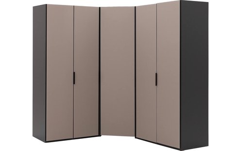 Goossens Excellent Kast Systeem Statement Compleet, 5 draaideuren met hoekkast inloop 45 graden 205 cm breed 223 cm hoog 205 cm diep