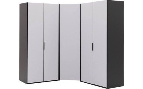 Goossens Excellent Kast Systeem Statement Compleet, 5 draaideuren met hoekkast inloop 45 graden 205 cm breed 223 cm hoog 205 cm diep