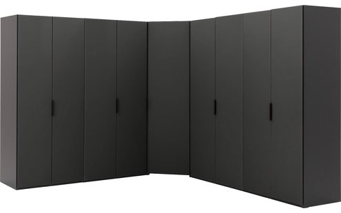 Goossens Excellent Kast Systeem Statement Compleet, 9 draaideuren met hoekkast inloop 45 graden 305 cm breed 223 cm hoog 305 cm diep