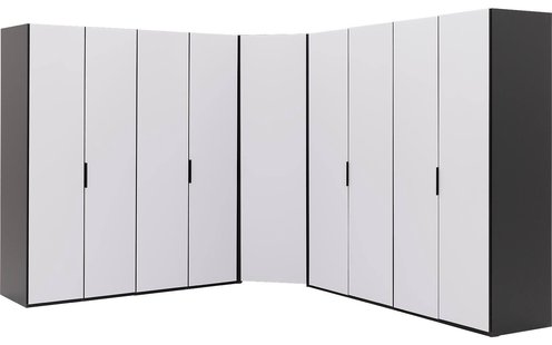 Goossens Excellent Kast Systeem Statement Compleet, 9 draaideuren met hoekkast inloop 45 graden 305 cm breed 223 cm hoog 305 cm diep