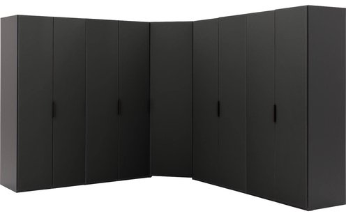 Goossens Excellent Kast Systeem Statement Compleet, 9 draaideuren met hoekkast inloop 45 graden 305 cm breed 223 cm hoog 305 cm diep