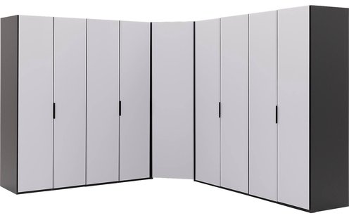Goossens Excellent Kast Systeem Statement Compleet, 9 draaideuren met hoekkast inloop 45 graden 305 cm breed 223 cm hoog 305 cm diep