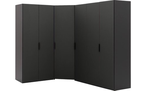 Goossens Excellent Kast Systeem Statement Compleet, 6 draaideuren met hoekkast inloop 45 graden 205 cm breed 223 cm hoog 255 cm diep