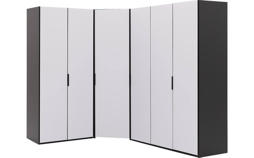 Goossens Excellent Kast Systeem Statement Compleet, 6 draaideuren met hoekkast inloop 45 graden 205 cm breed 223 cm hoog 255 cm diep