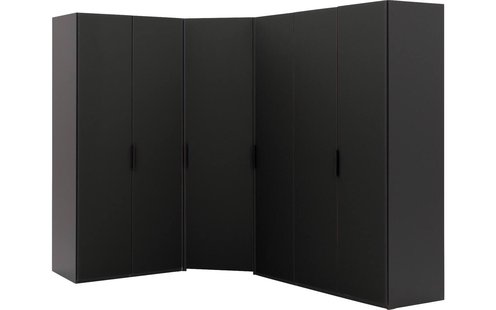 Goossens Excellent Kast Systeem Statement Compleet, 6 draaideuren met hoekkast inloop 45 graden 205 cm breed 223 cm hoog 255 cm diep