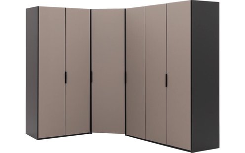 Goossens Excellent Kast Systeem Statement Compleet, 6 draaideuren met hoekkast inloop 45 graden 205 cm breed 223 cm hoog 255 cm diep