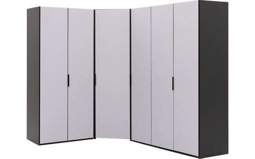 Goossens Excellent Kast Systeem Statement Compleet, 6 draaideuren met hoekkast inloop 45 graden 205 cm breed 223 cm hoog 255 cm diep