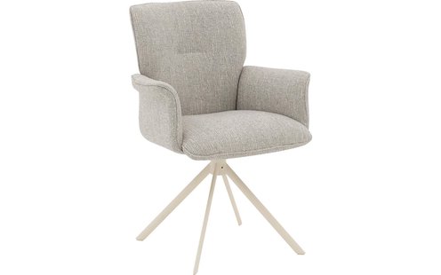 Goossens Eetkamerstoel Hermes grijs stof Hera spin poot gr draaibaar returnfunctie met armleuning,