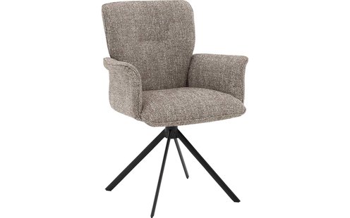 Goossens Eetkamerstoel Hermes bruin stof Hera spin poot gr draaibaar returnfunctie met armleuning,