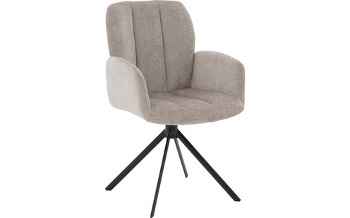 Goossens Eetkamerstoel Hestia grijs stof Hera spin poot gr draaibaar returnfunctie met armleuning,