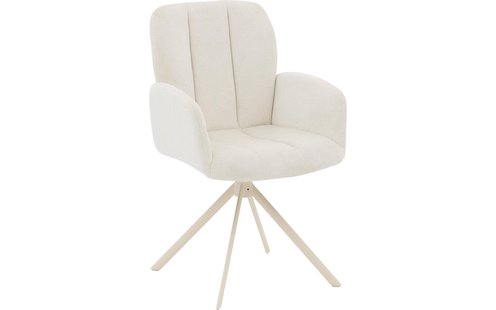 Goossens Eetkamerstoel Hestia wit stof Hera spin poot gr draaibaar returnfunctie met armleuning,