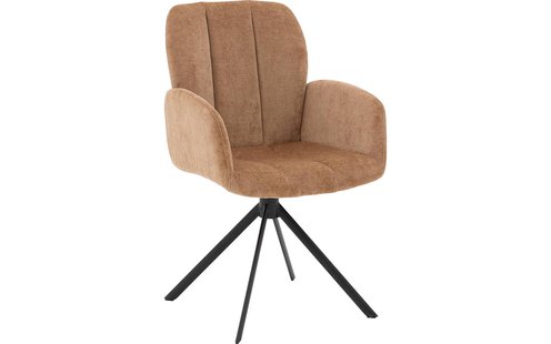 Goossens Eetkamerstoel Hestia roze stof Hera spin poot gr draaibaar returnfunctie met armleuning,