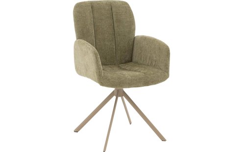 Goossens Eetkamerstoel Hestia groen stof Hera spin poot gr draaibaar returnfunctie met armleuning,