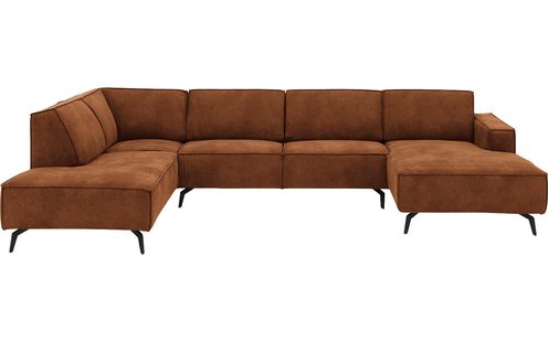 Goossens Hoekbank Hercules bruin, microvezel, 2,5-zits, modern design met ligelement links