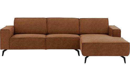 Goossens Hoekbank Hercules bruin, microvezel, 3-zits, modern design met chaise longue rechts