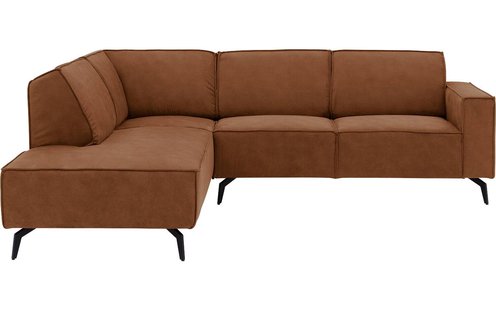 Goossens Hoekbank Hercules bruin, microvezel, 2-zits, modern design met ligelement links