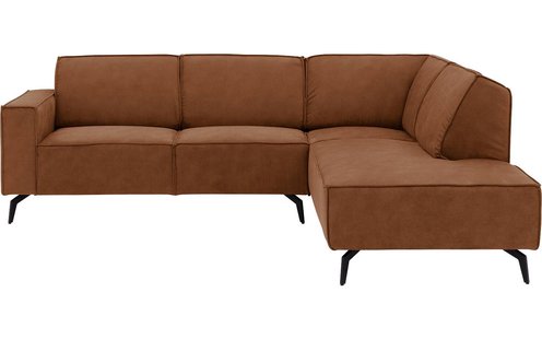 Goossens Hoekbank Hercules bruin, microvezel, 2-zits, modern design met ligelement rechts