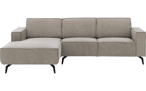 Goossens Hoekbank Hercules grijs, microvezel, 2-zits, modern design met chaise longue links