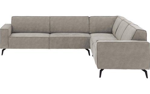 Goossens Hoekbank Hercules grijs, microvezel, 3-zits, modern design