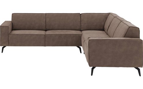 Goossens Hoekbank Hercules bruin, microvezel, 2,5-zits, modern design