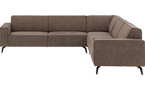 Goossens Hoekbank Hercules bruin, microvezel, 3-zits, modern design