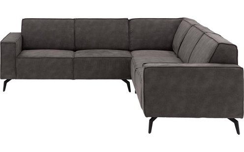 Goossens Hoekbank Hercules donkergrijs, microvezel, 3-zits, modern design Goossens Hoekbank Hercules donkergrijs, microvezel, 3-zits, modern design