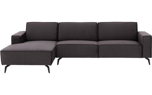 Goossens Hoekbank Hercules antraciet, stof, 2,5-zits, modern design met chaise longue links