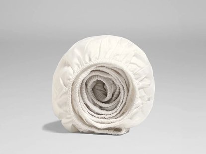 Yumeko Hoeslaken extra hoog katoen satijn warm white 90x200x40 100% biologisch en fairtrade katoen, satijn geweven