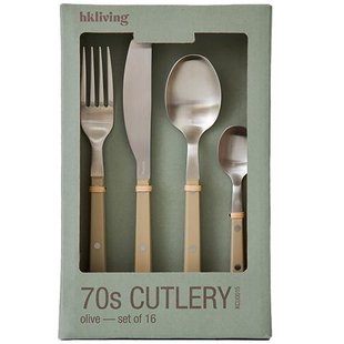 HKliving 70s Bestek Set Van 16 Olive
