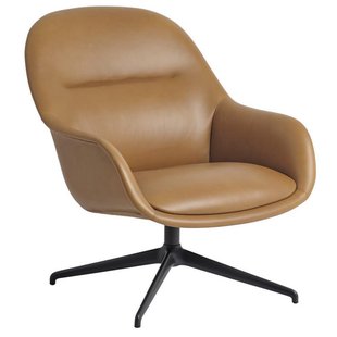 Muuto Fiber Lounge Fauteuil Met Antraciet Swivel Refine Leder Co