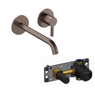 Hotbath Ace Wastafelmengkraan inbouw - afbouwdeel - 20cm - inbouwdeel - geborsteld koper PVD SW1117626/SW1118024