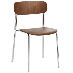 Thonet S243 Eetkamerstoel Chroom Met Gelakt Walnoot Zitting