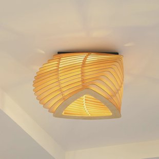 Lindby Sanza plafondlamp, 50 cm, hout, gebogen