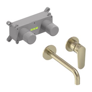 Inbouw Wastafelmengkraan MAY Forma Eenhendel Incl. Inbouwbox Geborsteld Mat Goud PVD