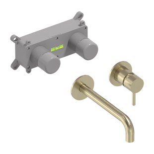 Inbouw Wastafelmengkraan MAY Stilo Eenhendel Incl. Inbouwbox Geborsteld Mat Goud PVD