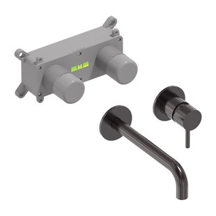 Inbouw Wastafelmengkraan MAY Stilo Eenhendel Incl. Inbouwbox Geborsteld Carbon Black PVD