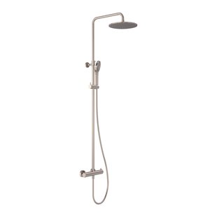 Regendoucheset MAY Opbouw met Thermostaat, Incl. 3-Standen Handdouche & Hoofddouche 25 cm Geborsteld Nickel PVD