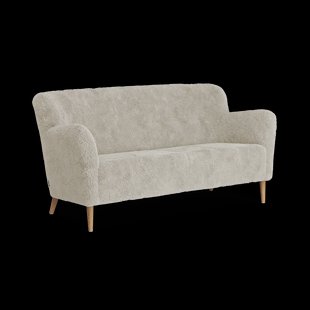 Swedese Nova 2-zits bank schapenvacht Moonlight-geolied eiken