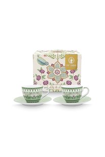 Pip Studio Set/2 Espresso Koppen & Schotels Lily&Lotus Licht Groen
