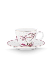 Pip Studio Espresso Kop & Schotel Jolie Stippen Goud Roze