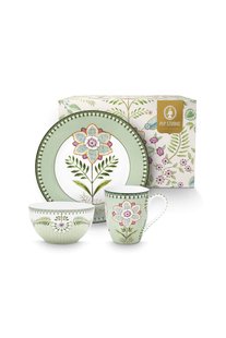 Pip Studio Set/3 Ontbijt Set Lily&Lotus Licht Groen