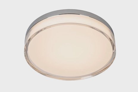 Lucide Plano - buiten plafondlamp - Ø 28 x 5,9 cm - 16W dimbare LED incl. - IP44 - opaal en chroom