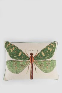 PRE-ORDER: Groen jacquard kussen dragonfly