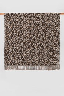 Bruine jacquard geweven sprei met leopard print (200x250 CM)