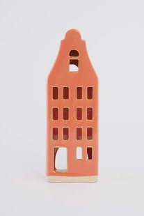 Lichtroze waxinelichthouder huisje met klokgevel