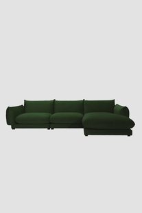 Countess 4-zits bank chaise longue rechts Salvador Dark Green