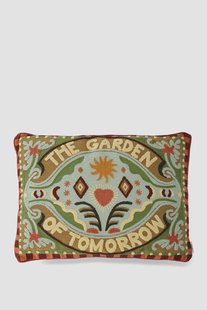 Multicolour kussen met dessin en tekst