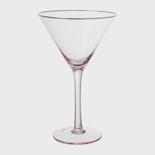 Martiniglas roze gouden rand - glas - 220 ml Martiniglas roze gouden rand - glas - 220 ml