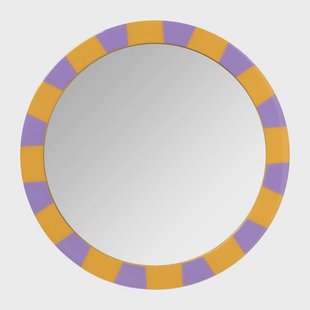 Spiegel geblokt rond - paars/oranje - ø30 cm Spiegel geblokt rond - paars/oranje - ø30 cm